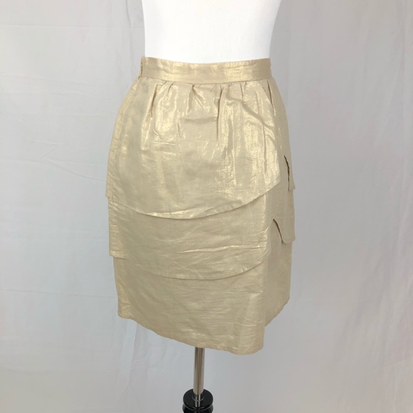 Anthro | Edme & Esyllte Gold Tulip Tiered Skirt - Picture 4 of 6